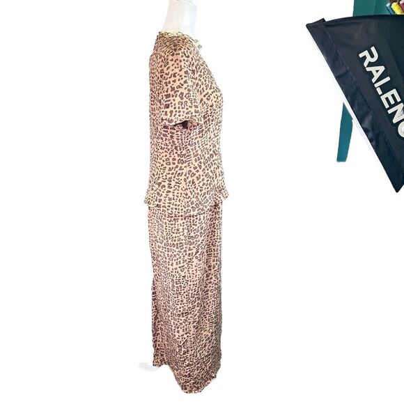 Vintage Y2K‎ Spenser Jeremy Leopard 100% Silk Midi Dress Size 10 Short Sleeve V - Picture 5 of 12